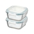 Kit 2 Potes De Vidro Herméticos Quadrado 310ml