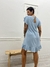 VESTIDO LINO CON VOLADO CELESTE - comprar online