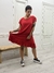 VESTIDO LINO CON VOLADO ROJO
