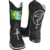 Bota Texana Masculina em Couro Bico Quadrado Bordado Bandeira Brasil