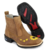 Botina Feminina Country Cano Curto em Couro, Bico Quadrado Bordado Girassol