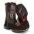 Bota Texana Feminina Infantil Couro Legítimo Sola de Borracha Bico Quadrado Bordado Boi Flores Rosa - comprar online