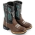 Bota Texana Infantil em Couro Legítimo Sola de Borracha Bico Quadrado Bordado Boi Flores Verde - Marabull Boots Country Fashion
