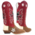 Bota Texana Masculina Vermelha Bico Quadrado em Couro Salto Carrapeta Rozeta - comprar online