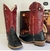 Bota Texana Masculina em Couro Salto Carrapeta Bico Quadrado Bordado Tribal - comprar online