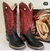 Bota Texana Masculina em Couro Salto Carrapeta Bico Quadrado Bordado Tribal