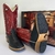 Bota Texana Masculina em Couro Salto Carrapeta Bico Quadrado Bordado Tribal - Marabull Boots Country Fashion