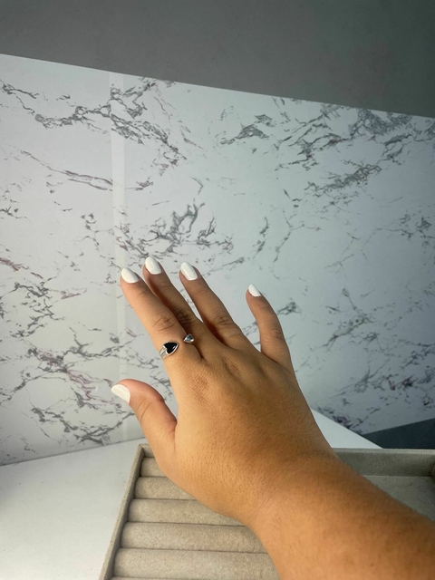 Anel Coração Liso Preto