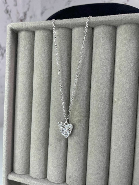 Colar Duo Coração Cravejado