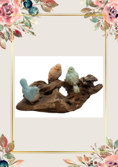3 PAJAROS EN TRONCO 7x 9,5cm - comprar online