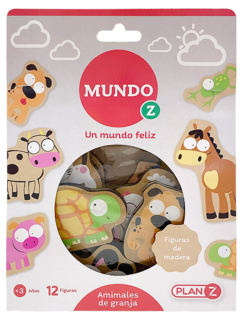 SET X 12 ANIMALES DE GRANJA MADERA - comprar online