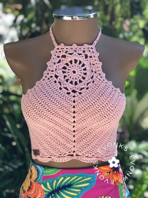 CROPPED CROCHÊ AYLA ROSA