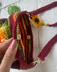 Bolsa de Crochê Girassol Tropical com Chaveiro Removível – Handmade Evonks - loja online