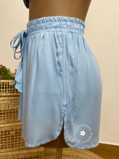 CONJUNTO BLUSA NOZINHO E SHORT AZUL