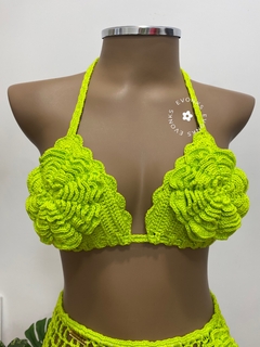 Imagem do CONJUNTO CROCHÊ TOP FLOR COM SAIA CURTA