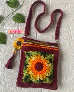 Bolsa de Crochê Girassol Tropical com Chaveiro Removível – Handmade Evonks - EVONKS OFICIAL 