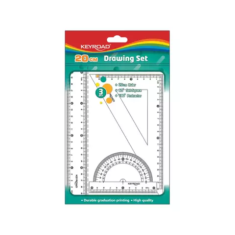 SET DE GEOMETRIA PLASTICO 20CM KEYROAD KR2850