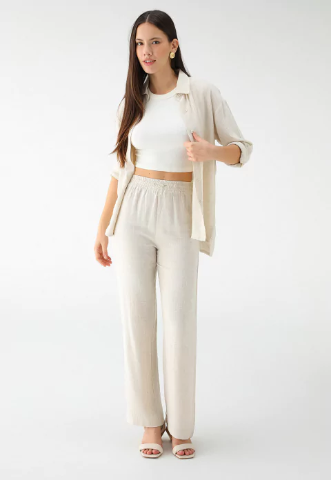Calça Pantalona De Linho - comprar online