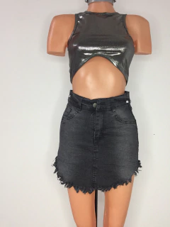 pollera de jean gris