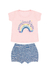 Conjunto Blusa e Shorts Arco-Íris | Rosa e Azul Royal - Tile e Sul