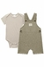 75485 - CONJUNTO DE BODY MASCULINO EM RIBANA 1X1 E JARDINEIRA EM MESCLADO BICOLOR COM ELASTANO - LUCBOO