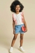 75865 - CONJUNTO INFANTIL DE BLUSA BOXY EM MALHA TEXTURA E SHORTS JEANS ARKANSAS + BOLSA - KUKIÊ