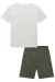 73881 - CONJ. MASCULINO INFANTIL DE CAMISETA EM MALHA TEXTURA E RIBANA 1X1 E BERMUDA EM COTTON JEANS - LUCBOO - comprar online