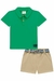 76005 - CONJ. MASC. INFANTIL DE CAMISA POLO EM MEIA MALHA + BERMUDA EM SARJA STRETCH E CINTO DE CADARÇO - LUCBOO