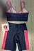 Top + Short cintura alta básico recortes aveludado compressão vermelho e preto - loja online