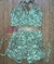 Top + Short Cross cintura alta textura cobra verde