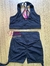 Conjunto Top + short cross cintura alta suplex poliamida preto e rosa - Lolla Fitness Club