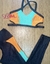 Top + Calça Tricolor Zoe cintura alta básico aveludado compressão preto + selenita + menta - comprar online