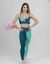 Top + Calça bicolor bella - cintura alta básico aveludado compressão - verde esmeralda e menta - loja online