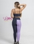 Top + calça bicolor cintura alta básico aveludado compressão - ônix e lavanda - Lolla Fitness Club