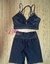 Top + bermuda cintura alta - básico aveludado compressão preto - Lolla Fitness Club