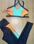 Imagem do Top + Calça Tricolor Zoe cintura alta básico aveludado compressão preto + selenita + menta