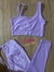 Calça e Top - aveludado de compressão - cintura alta empina bumbum - Lavanda - top ray - Lolla Fitness Club