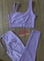 Calça e Top - aveludado de compressão - cintura alta empina bumbum - Lavanda - top ray - loja online