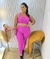 Top + Calça Plus Size cintura alta básico aveludado compressão Rosa Barbie - loja online