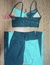 Top + Calça bicolor bella - cintura alta básico aveludado compressão - verde esmeralda e menta