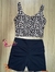Top + Short cross top oncinha e Short preto cintura alta básico - Lolla Fitness Club