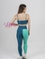 Top + Calça bicolor bella - cintura alta básico aveludado compressão - verde esmeralda e menta - Lolla Fitness Club