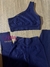 Calça + top - aveludado de compressão - cintura alta básico- Azul Marinho top aline