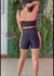 Top + Short cintura alta básico recortes aveludado compressão vermelho e preto