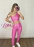 Calça básica com bolso + Top especial ombro só Aveludado de compressão - Rosa flamingo - comprar online