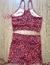 Top + Short Cross - cintura alta poliamida - onça coral - Lolla Fitness Club