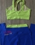 Calça e top - Tricolor cintura alta básico aveludado de compressão - Verde Lima e Azul Especial - Lolla Fitness Club