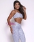 Calça e top - poliamida - cintura alta básico - poá azul fundo branco - comprar online