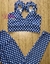 Top + Calça cintura alta empina poliamida poá branco e azul - loja online