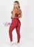 Calça e top - aveludado de compressão - cintura alta básico- Vermelho top Lara